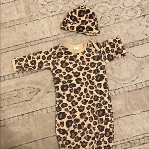 Cheetah baby night dress and matching cap